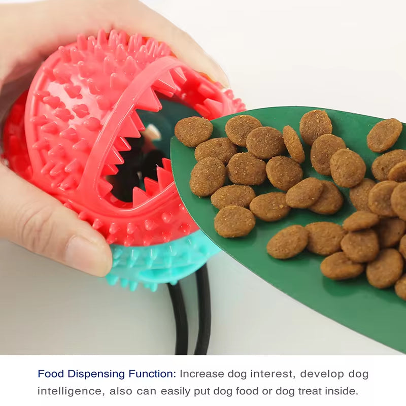 Large Interactive Dog Ball Toy with Suction Cup and Chew Rope - Slow Feeder and Dental Care for Large Breeds like Golden Retrievers.