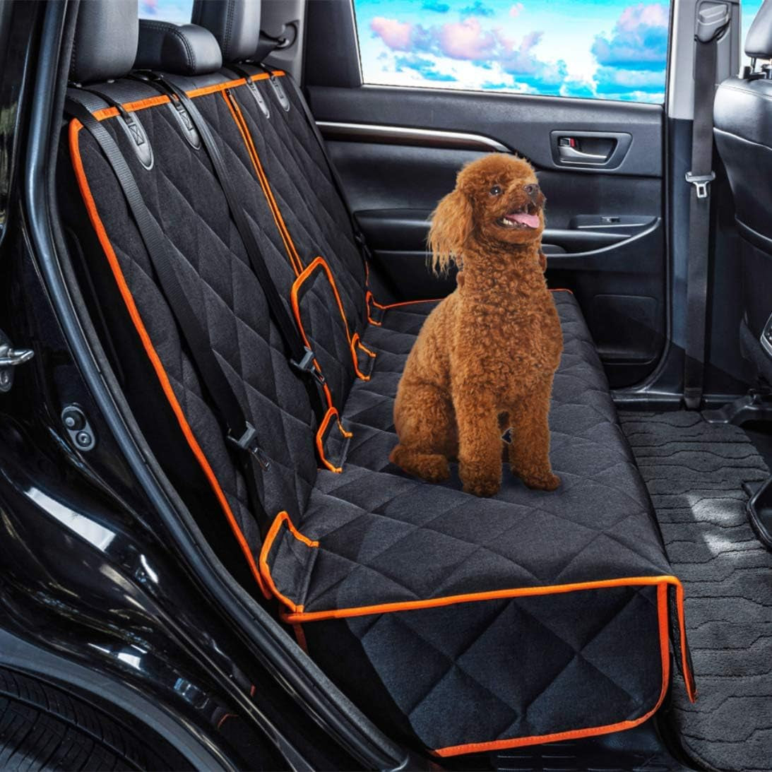 2Pcs Front Seat Covers, Front Dog Car Seat Cover, Durable Pet Car Seat Protectors with Anti-Slip Backing for Car SUV (Black)