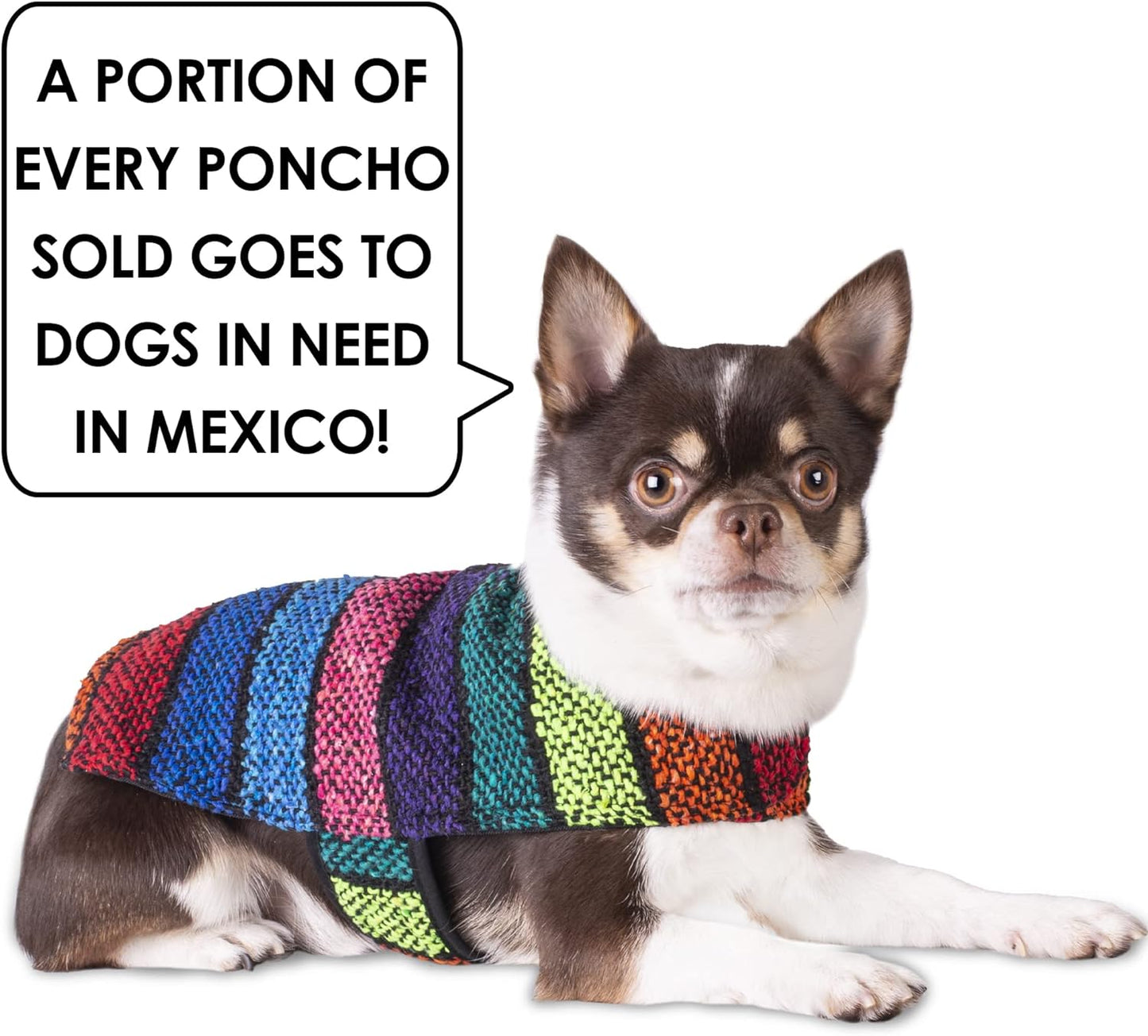 Handmade Dog Poncho from Authentic Mexican Blanket - Dog Clothes – Chihuahua Coat - Costume - Sweater - Vest (Multi Color, XXS)