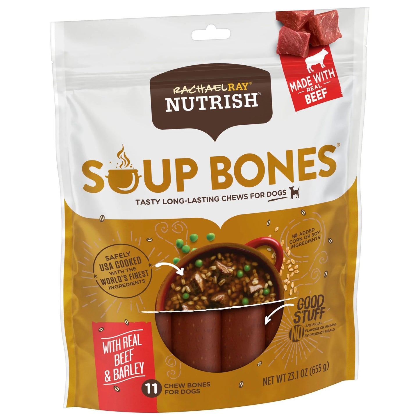 Rachael Ray  Soup Bones with Real Beef & Barley, 11 Dry Dog Chews.