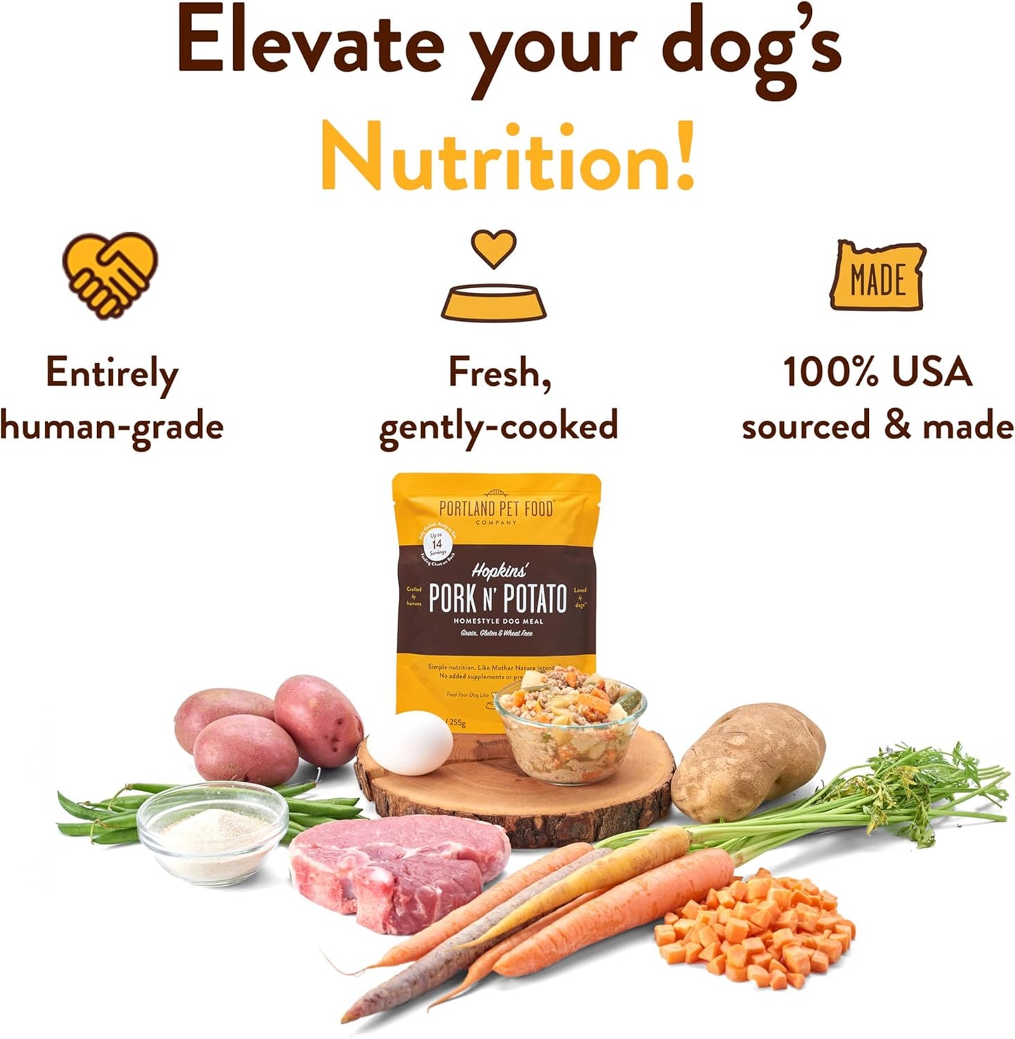 Hopkin'S Pork N’ Potato Wet Dog Food Pouches - Human-Grade, Grain-Free Dog Food Toppers, Mixers, and Meals for Dogs - Fresh Dog Food Made in the USA - 5-Pack.