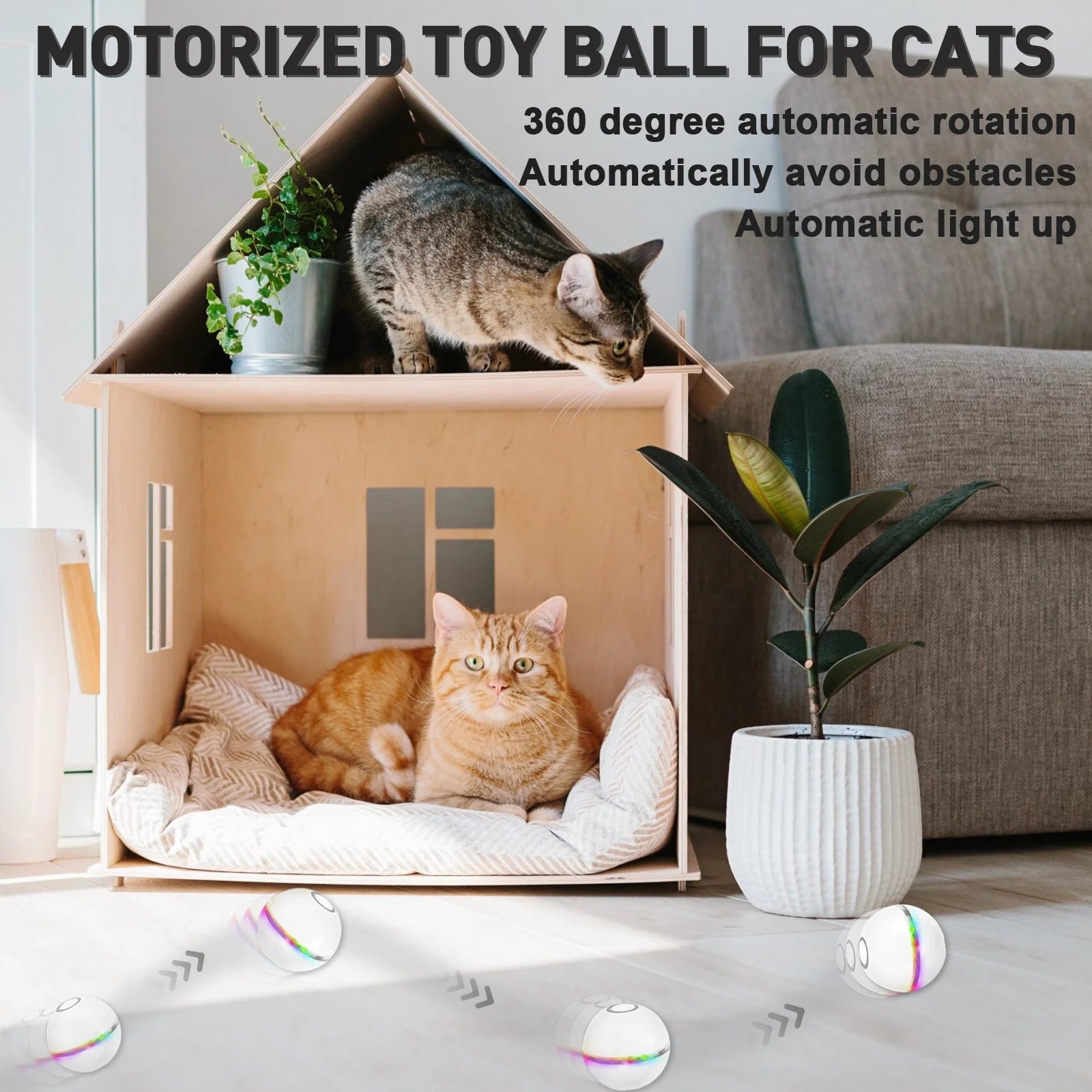 Electric Cat Ball Toys, Interactive Self Auto Rotating Intelligent Cat Ball Toys for Pet Dogs, Cats, Smart Indoor Rolling Cat Toy for Home Bedroom.