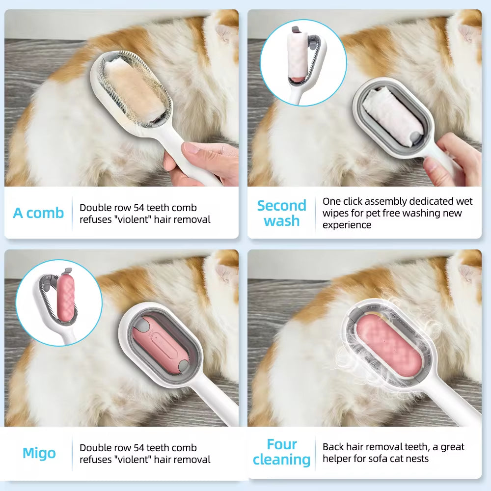 4 in 1 Pet Grooming Brush Cleaning Massage Remover Comb for Cat Dog General Supplies with Water Tank Pets Products Accessories.