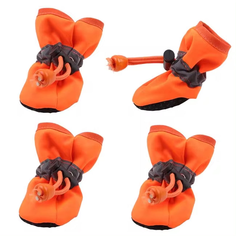 New 4Pcs Waterproof Pet Dog Shoes Anti-Slip Rain Snow Boot Thick Warm for Small Cats Dogs Puppy Dog Socks Booties.