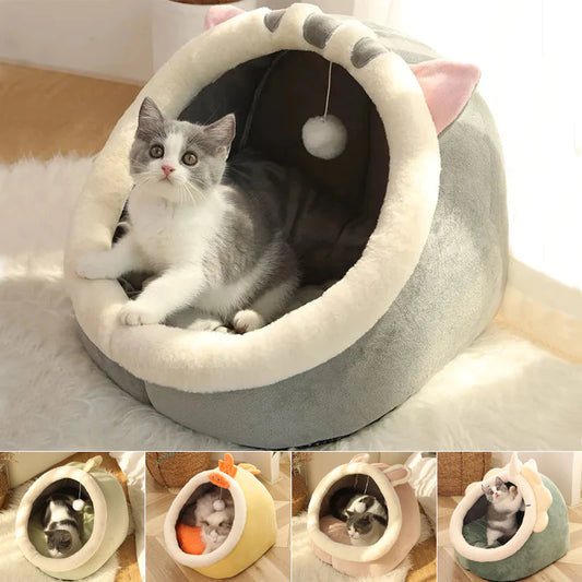 Sweet Cat Bed Warm Pet Basket Cozy Kitten Lounger Cushion Cat House Tent Very Soft Small Dog Mat Bag for Washable Cave Cats Beds.