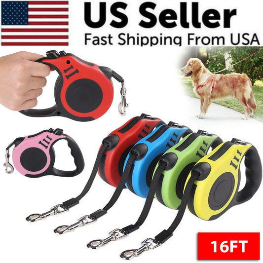 16.5FT Automatic Retractable Dog Leash Pet Collar Automatic Walking Lead Free US.