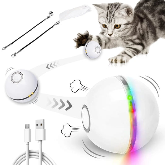 Electric Cat Ball Toys, Interactive Self Auto Rotating Intelligent Cat Ball Toys for Pet Dogs, Cats, Smart Indoor Rolling Cat Toy for Home Bedroom.