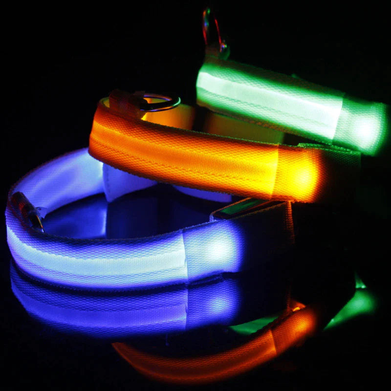 LED Adjustable Dog Collar Blinking Flashing Light up Glow Pets Safety Waterproof.