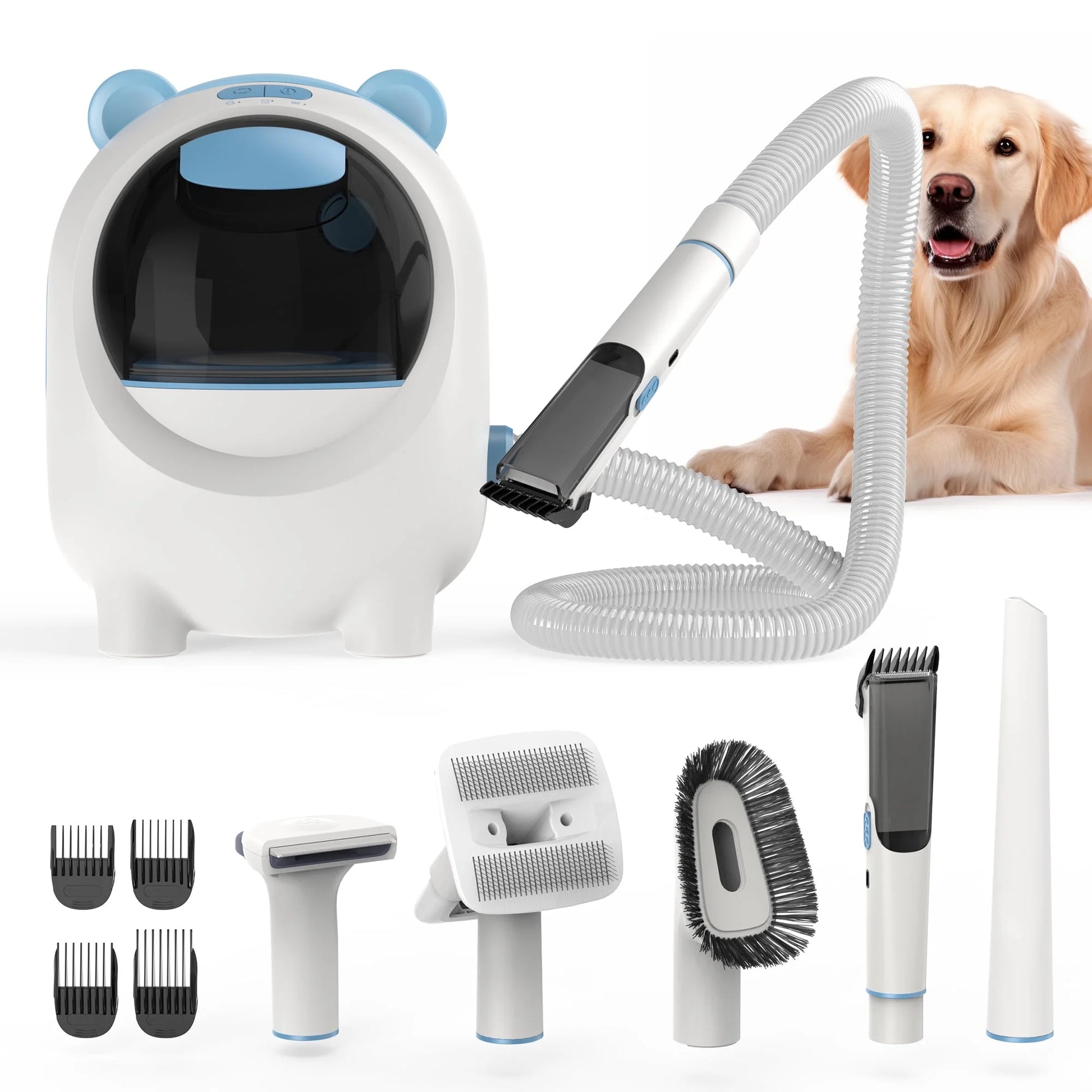 Pet Grooming Vacuum & 12KPA Powerful Suction Pet Hair Vacuum with 5 Dog Grooming Tools for Pets Vacuum for Shedding Grooming.