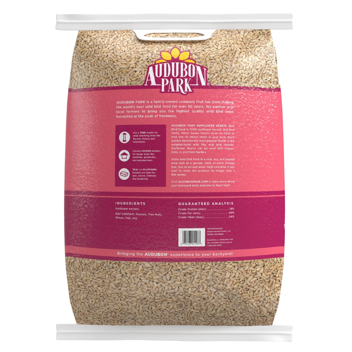 (2 Pack)  Sunflower Hearts Dry Wild Bird Food, 15 Lb Bag