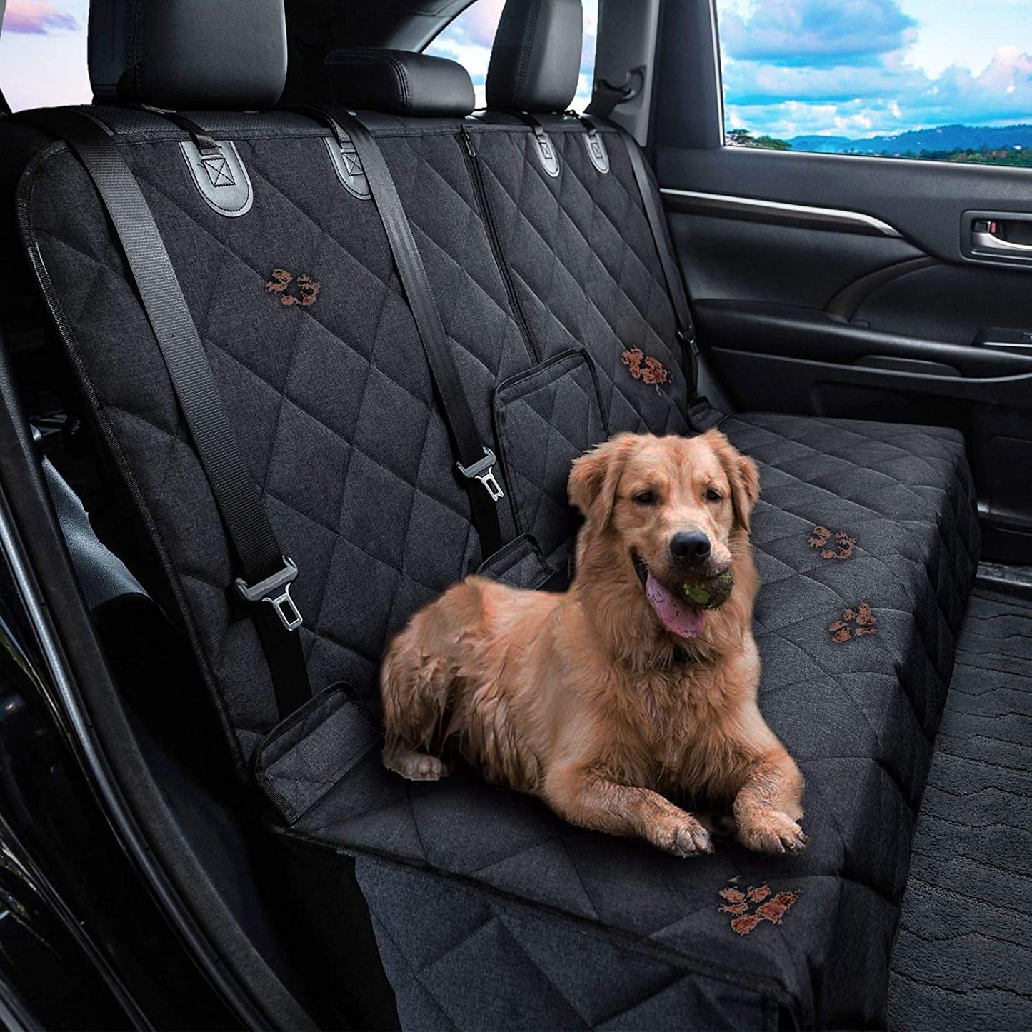 2Pcs Front Seat Covers, Front Dog Car Seat Cover, Durable Pet Car Seat Protectors with Anti-Slip Backing for Car SUV (Black)