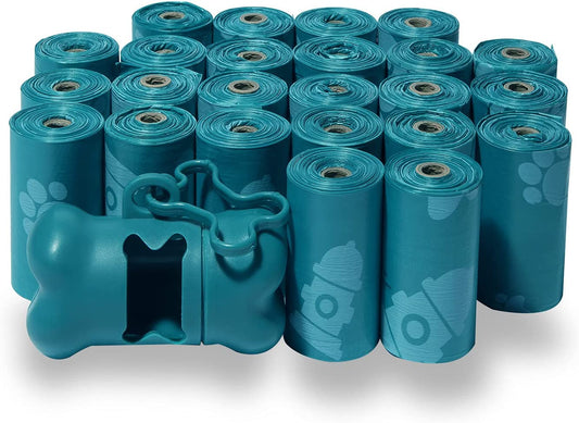 Dog Poop Bags (360 Bags) for Waste Refuse Cleanup, Doggy Roll Replacements for Outdoor Puppy Walking and Travel, Leak Proof and Tear Resistant, Thick Plastic - Turquoise.