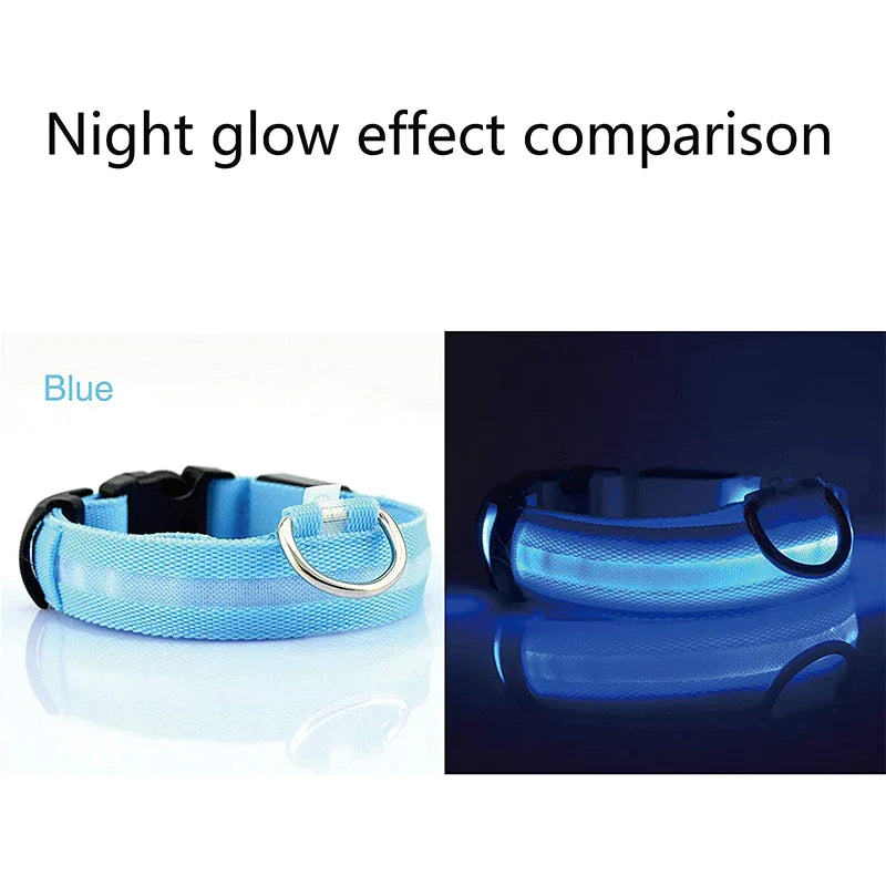 LED Adjustable Dog Collar Blinking Flashing Light up Glow Pets Safety Waterproof.