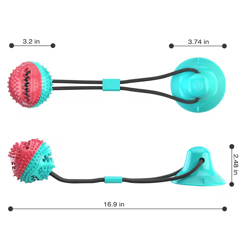 Large Interactive Dog Ball Toy with Suction Cup and Chew Rope - Slow Feeder and Dental Care for Large Breeds like Golden Retrievers.