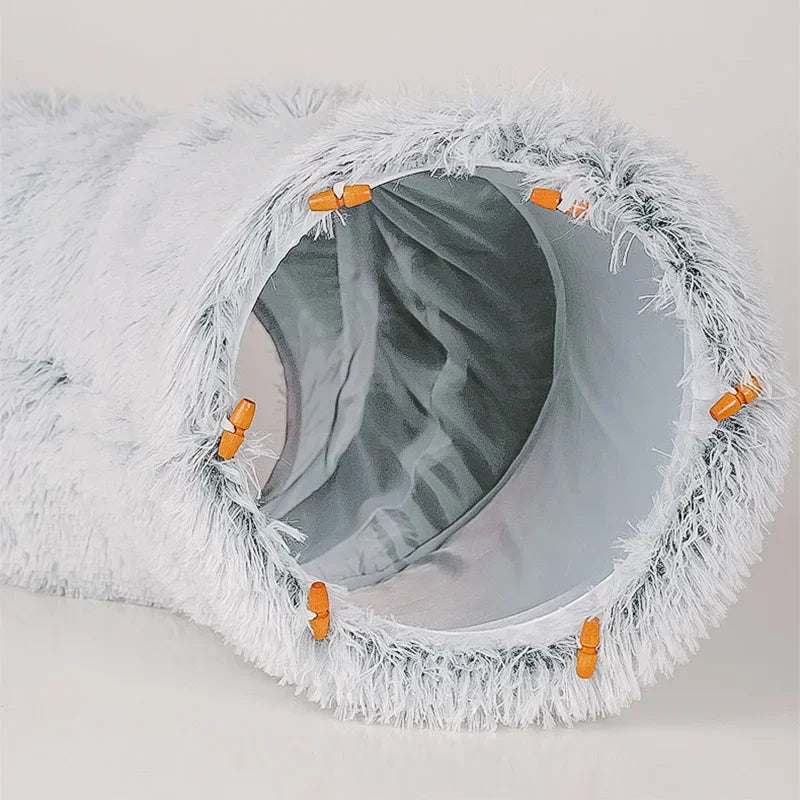 2 in 1 round Cat Beds House Funny Cat Tunnel Toy Soft Long Plush Dog Bed for Small Dogs Basket Kittens Bed Mat Kennel Deep Sleep.